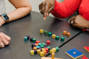 Playing with children's building block toys